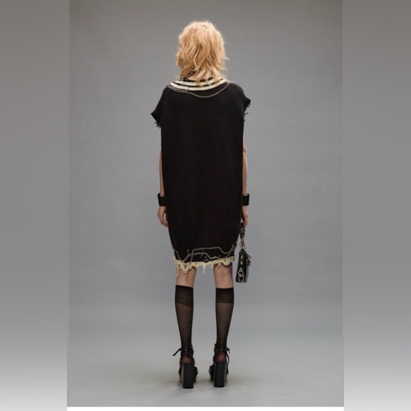 BNWT $1250 R13 Oversized Chain Embellished Vest Dress Large - Picture 4 of 12